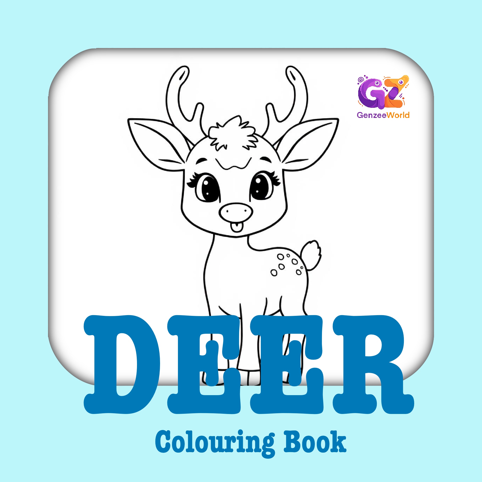 Deer digital animal colouring book for kids by genzee world
