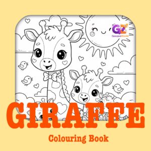 giraffe colouring book for kids -digital download