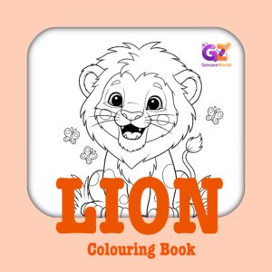 Lion colouring book pages for kids - digital download by Gen Zee World