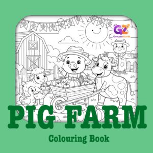 pg farm colouring book pages - digital download by Gen Zee World