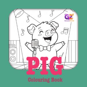 pig colouring book pages digital download by gen zee world
