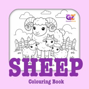 sheep colouring book pages digital download by Gen Zee World