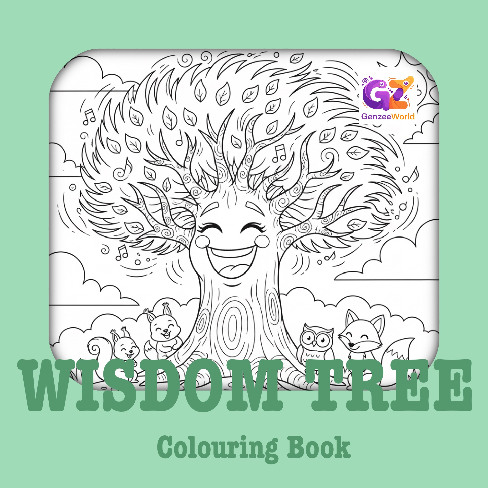 wisdom tree colouring book pages - digital download by gen zee world