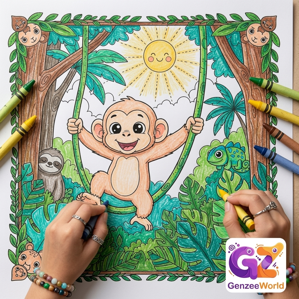 monkey animal colouring book for kids by gen zee world australia india china japan usa