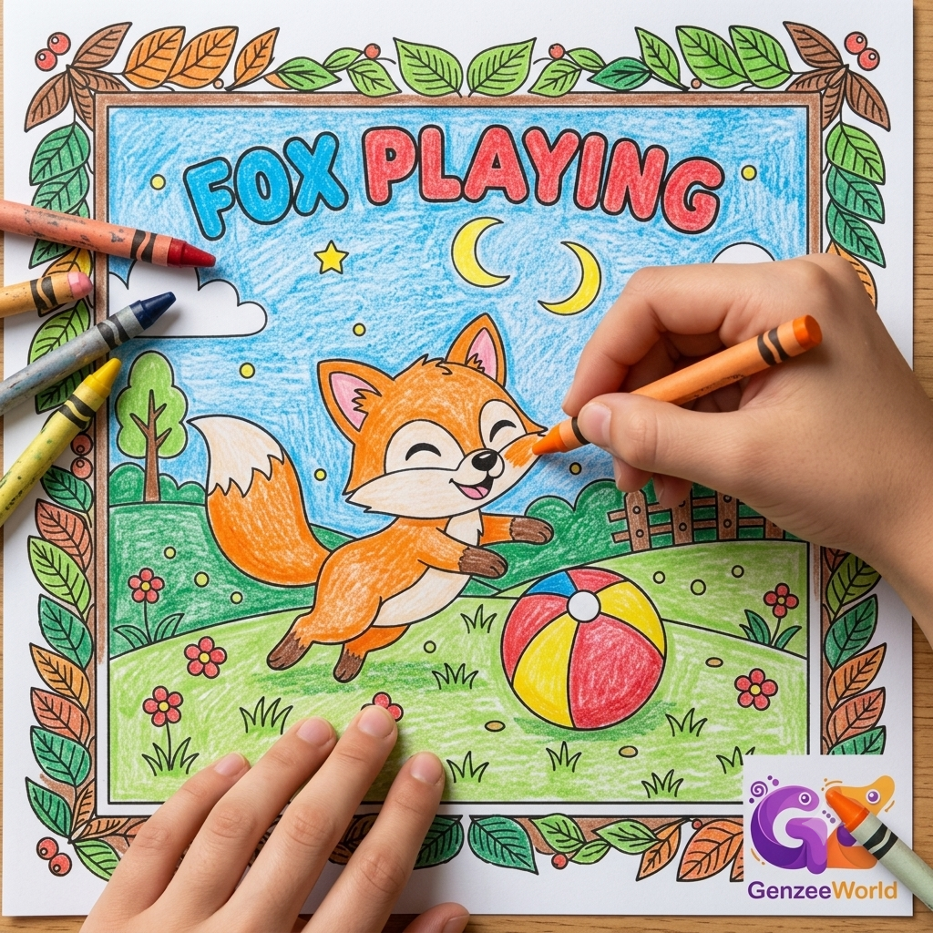 fox animal colouring book for kids by gen zee world