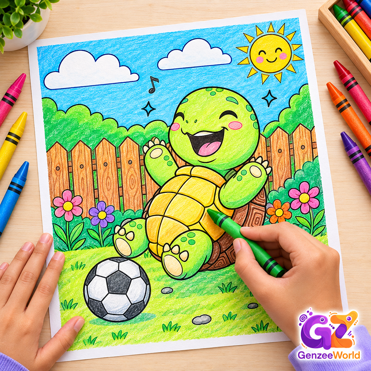 Tortoise animal colouring book for kids by gen zee world