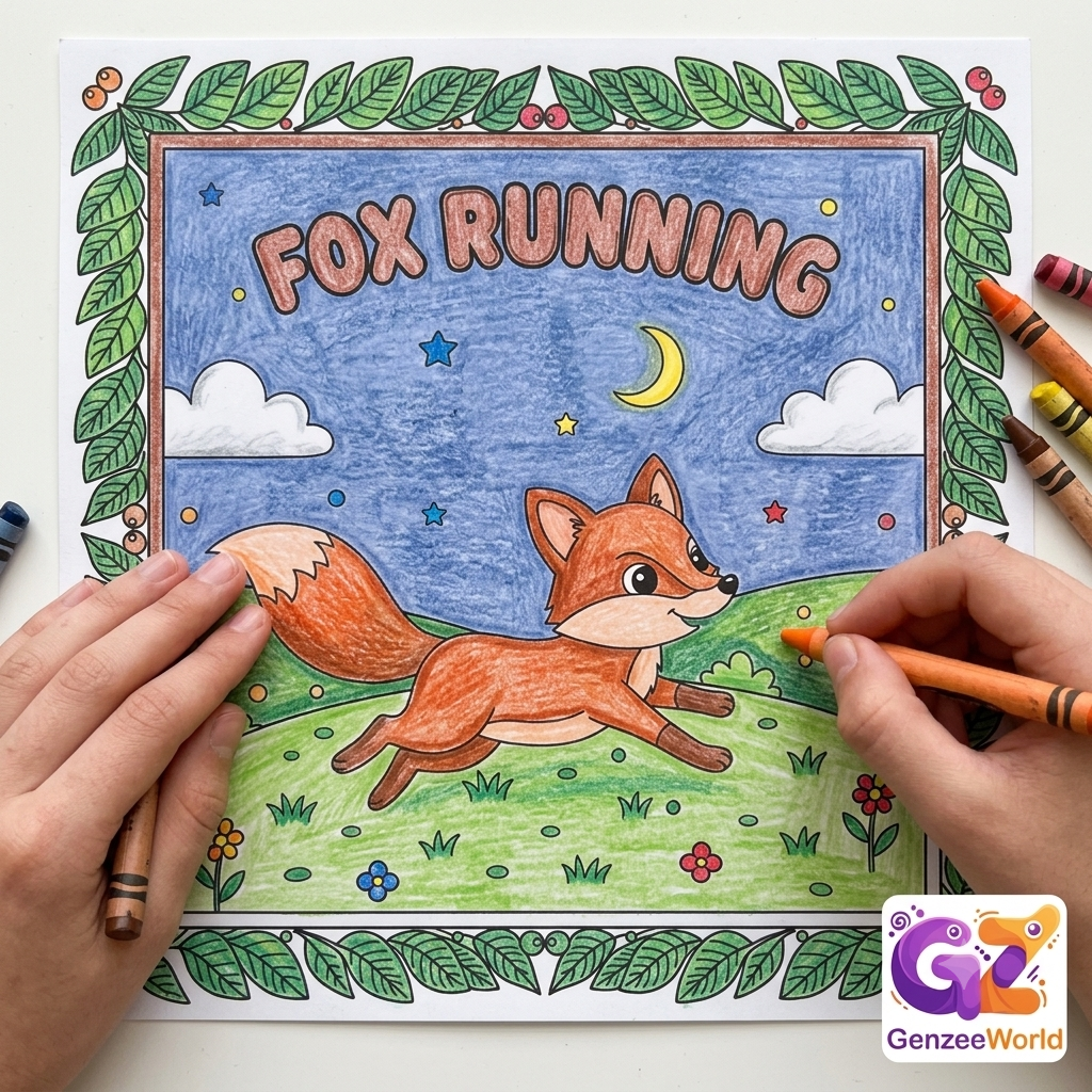 fox animal colouring book for kids by gen zee world
