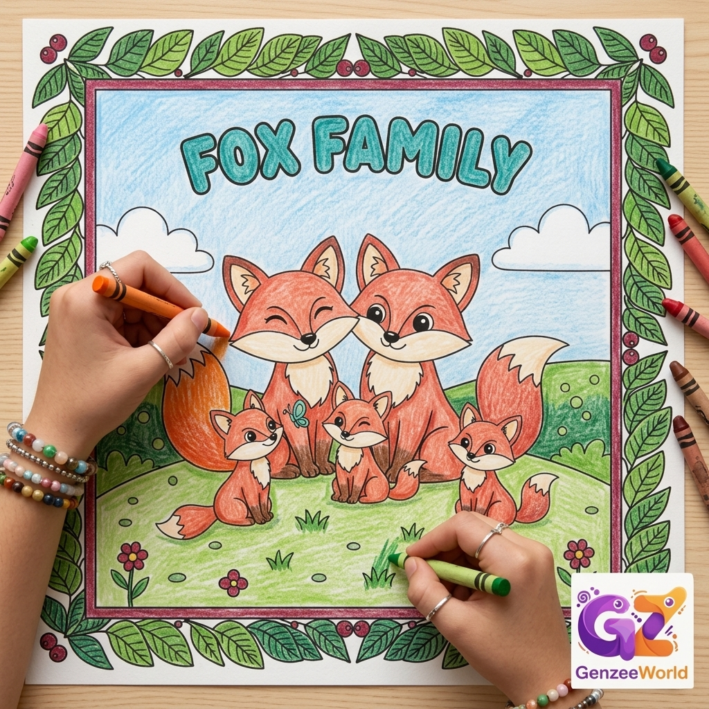 fox animal colouring book for kids by gen zee world