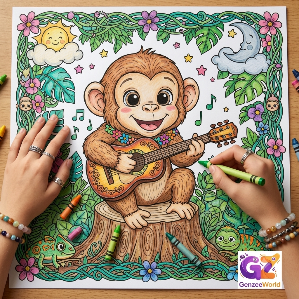 monkey animal colouring book for kids by gen zee world australia india china japan usa
