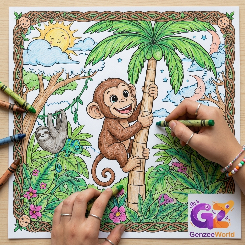 monkey animal colouring book for kids by gen zee world australia india china japan usa