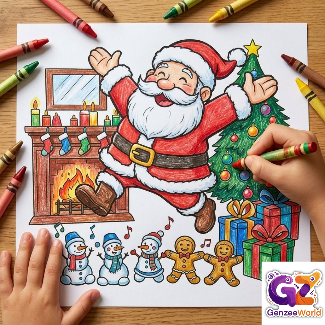 Santa claus colouring book for kids by gen zee world - christmas colouring book digital download