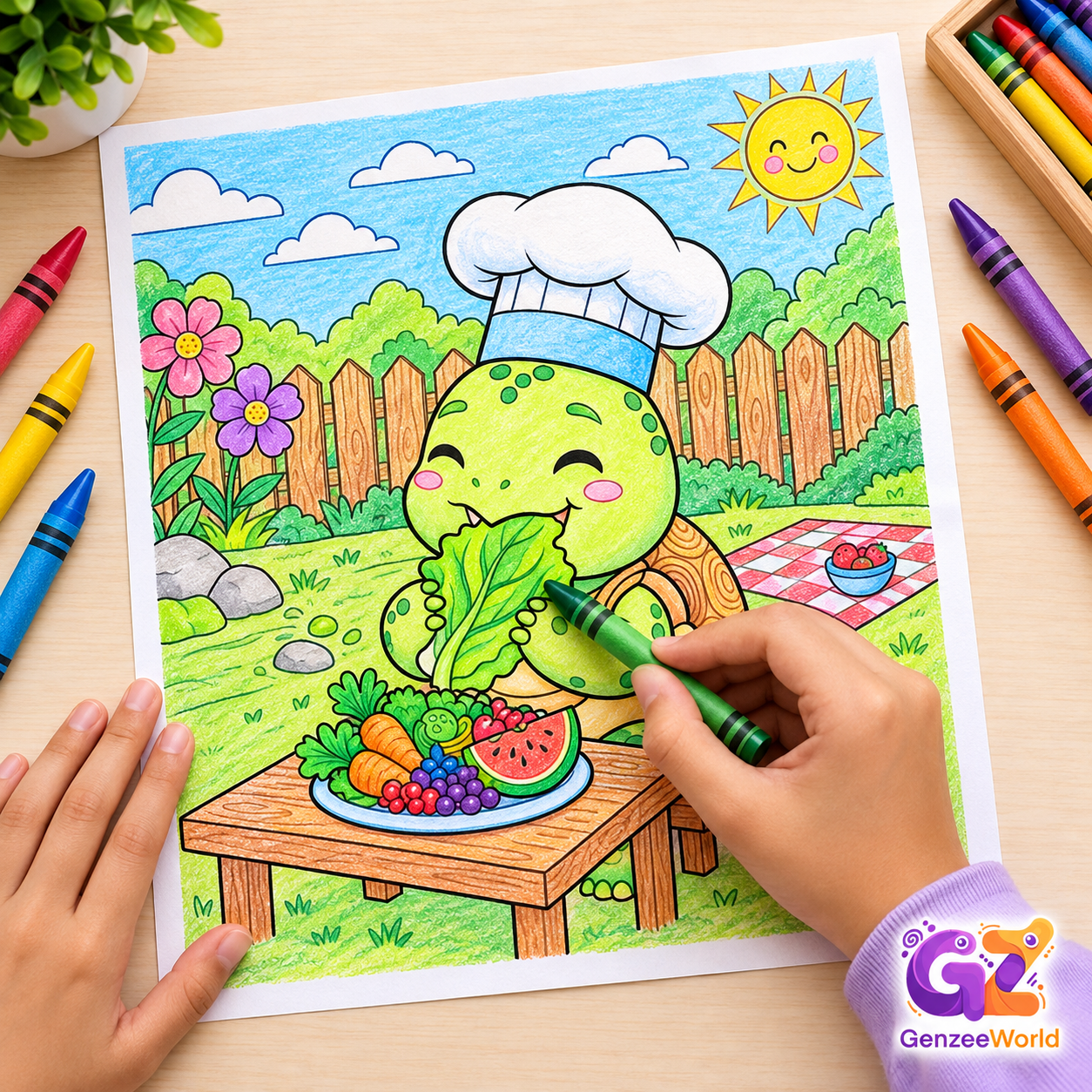 Tortoise animal colouring book for kids by gen zee world