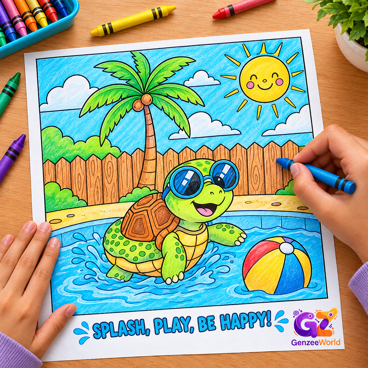 Tortoise animal colouring book for kids by gen zee world
