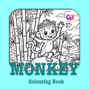 monkey colouring book digital download by Gen Zee World