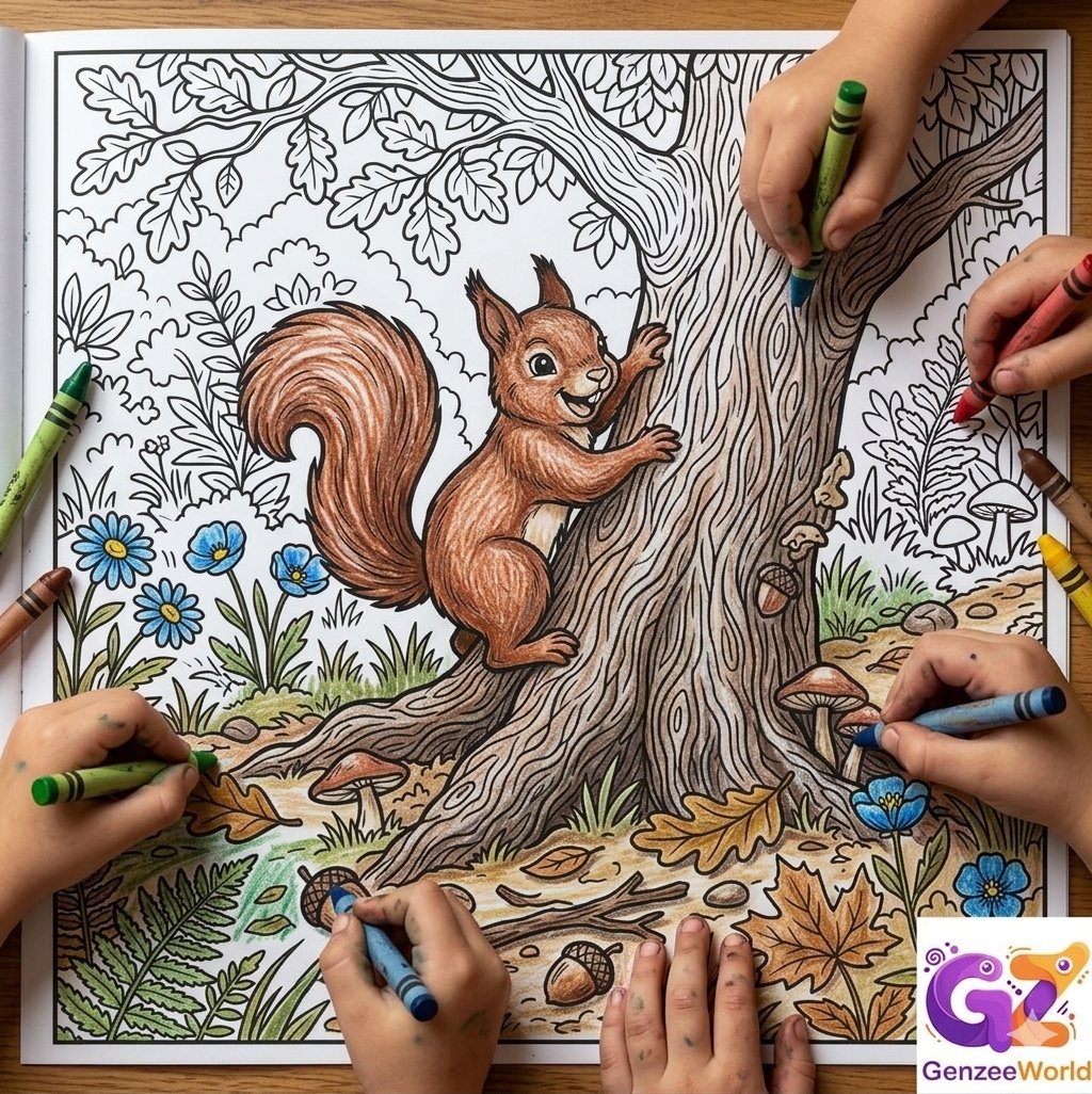 squirrel colouring book by genzeeworld united states, australia, canada, india, japan, switzerland