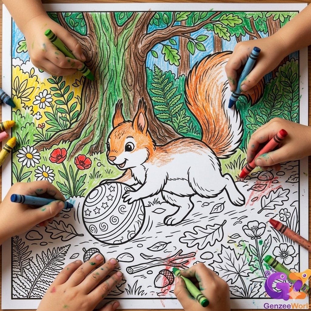 squirrel colouring book by genzeeworld united states, australia, canada, india, japan, switzerland