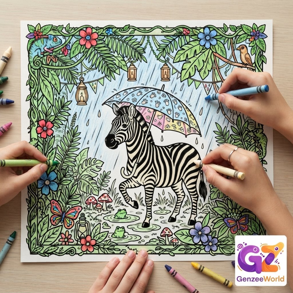 Zebra animal colouring book for kids by gen zee world digital download for free