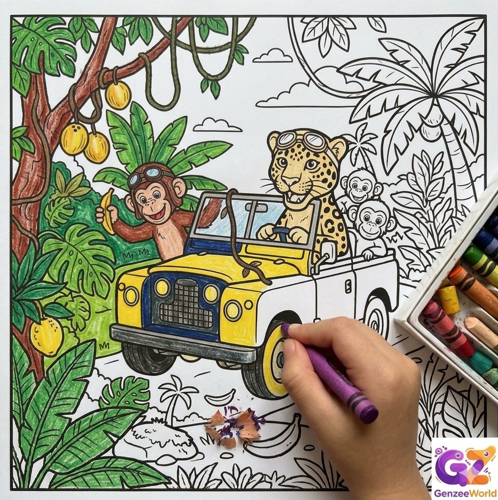 Jaguar animal colouring book by genzeeworld