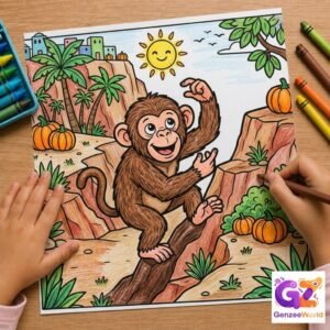 chimpanzee colouring book by genzeeworld - animal colouring pages for kids - instant download -print and start colouring