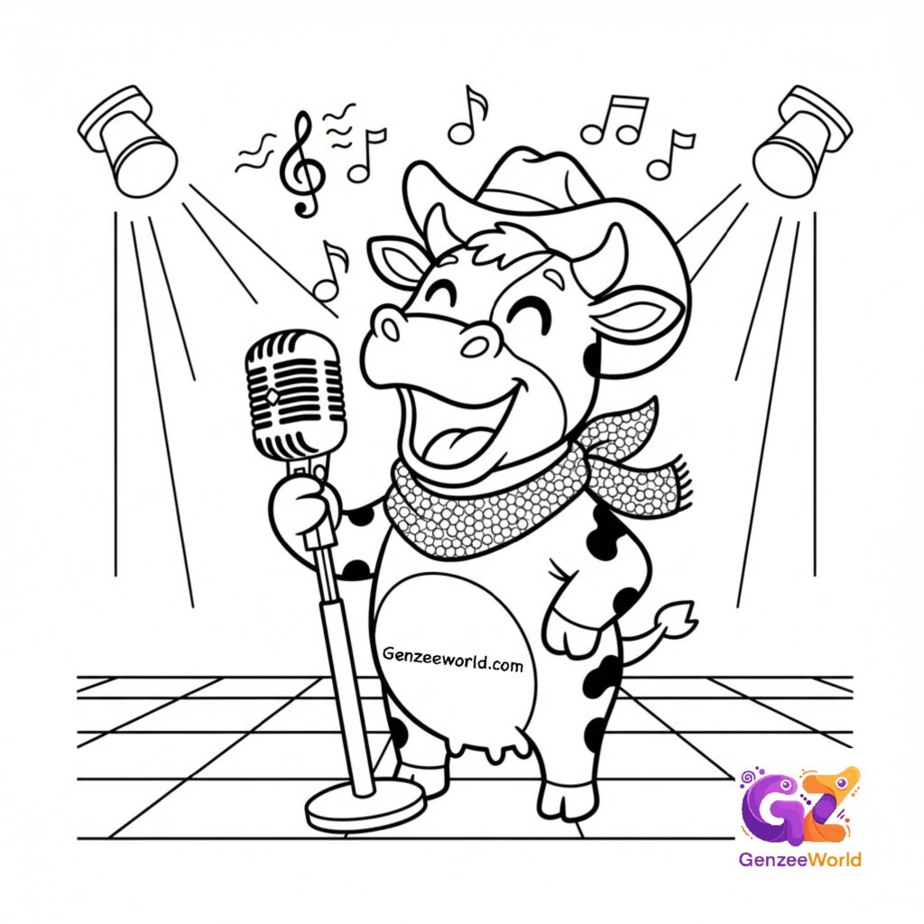 free colouring page for kids - cow animal colouring page by Gen Zee World usa, india, china, australia, uae