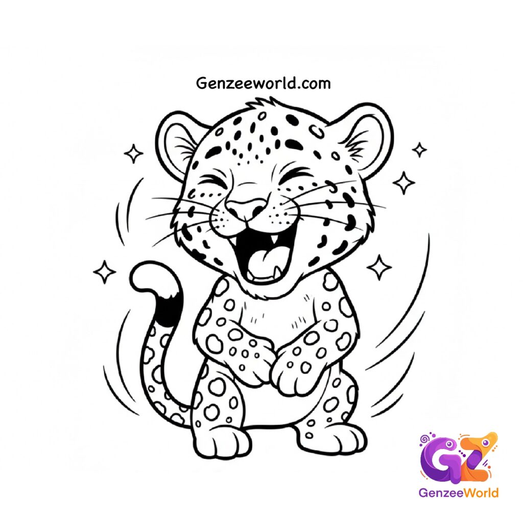free colouring page of leopard for kids by gen zee world united states, india