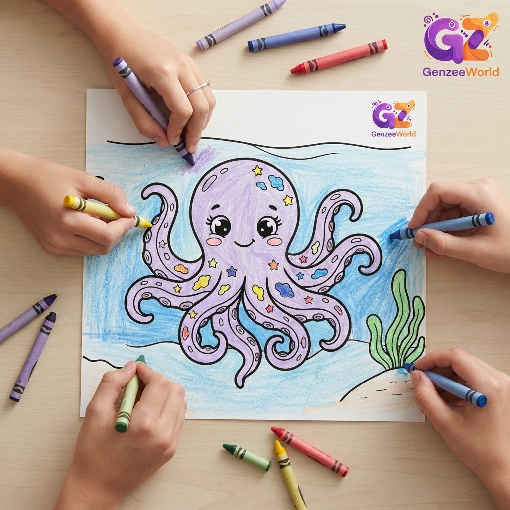 octopus colouring book for kids digital download by gen zee world - No.1 animal Colouring book for Kids and adults