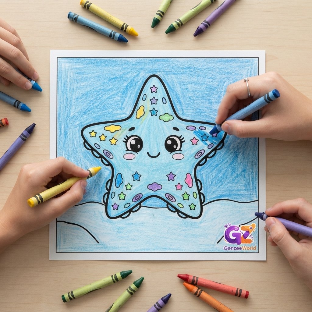 starfish colouring book for kids digital download by gen zee world - No.1 animal Colouring book for Kids and adults