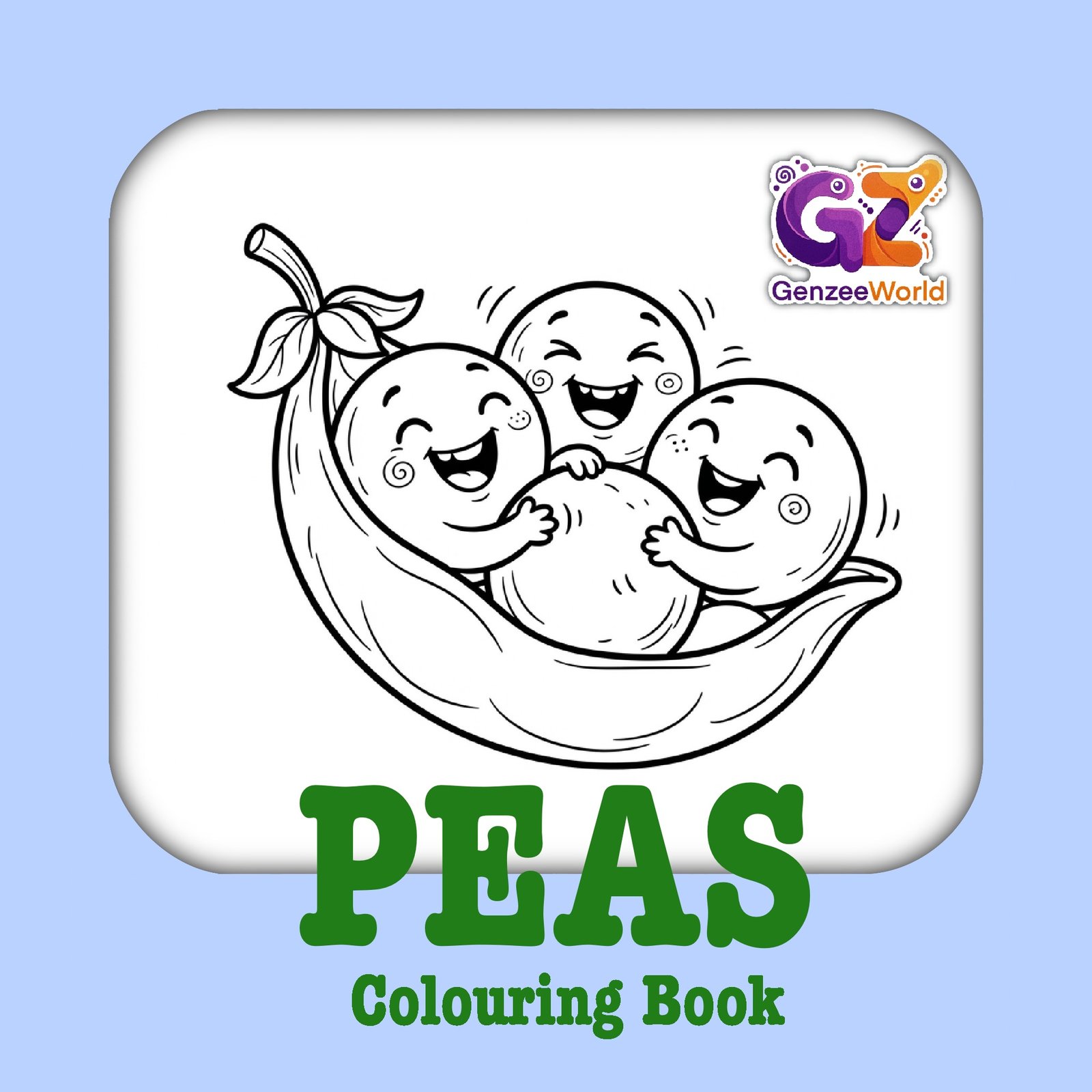 Peas vegetable colouring book for kids by gen zee world usa-australia-india-china-japan