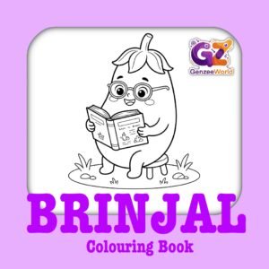 Brinjal vegetable colouring book for kids at home or in school activities by gen zee world in usa-australia india china japan
