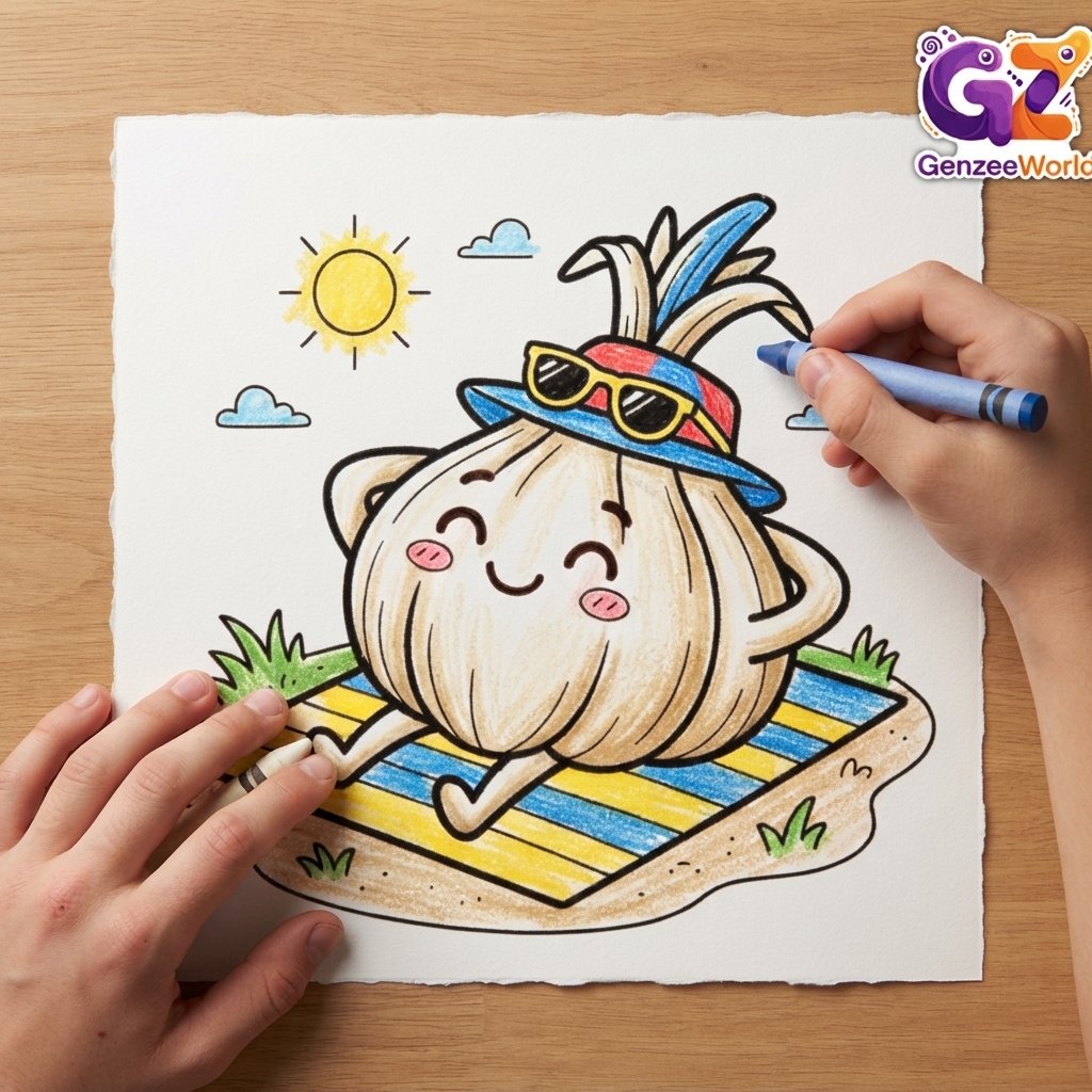 garlic vegetable colouring book for kids by gen zee world