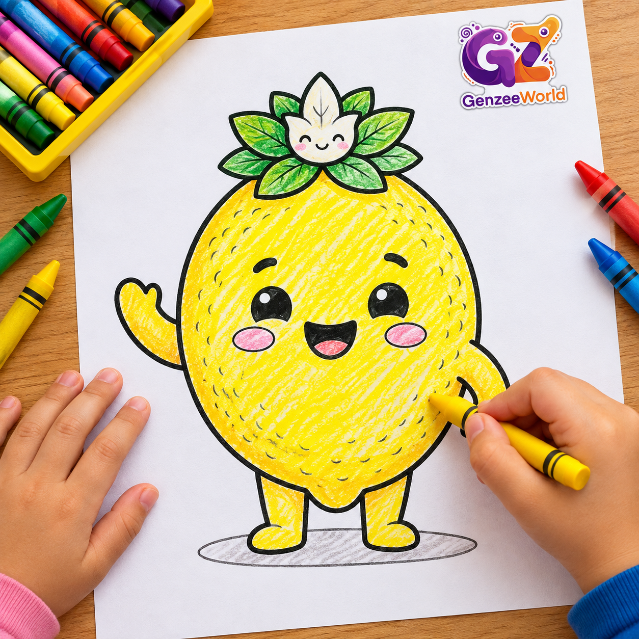lemon vegetable colouring book for kids digital download by genzeeworld-australia-india-usa