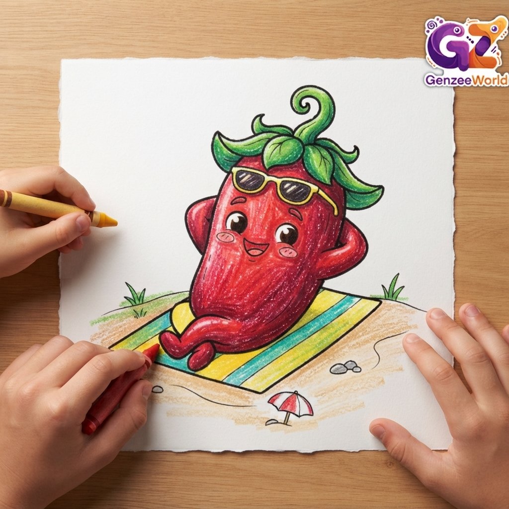 chilli vegetable colouring book for kids by gen zee world