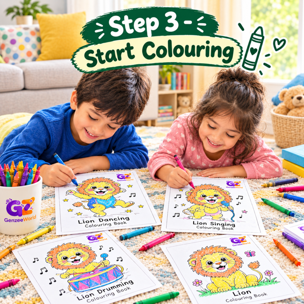 step 3 - buy and download the pdf - starting colouring the pages from gen zee world website